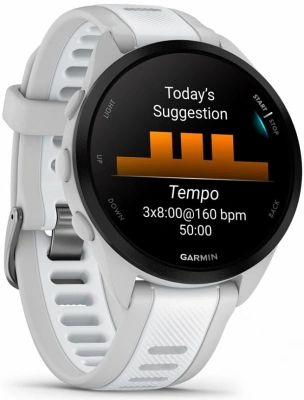 Смарт-часы Garmin Forerunner 165 30.4мм 1.2" AMOLED корп.серый рем.белый разм.брасл.:126-203мм (010-02863-21)