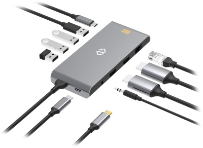 Стыковочная станция Digma DS-580 USB Type-C черный 2xHDMI 1xRJ-45 2xUSB Type-C 2xUSB 3.0 2xUSB 1x3.5Audio