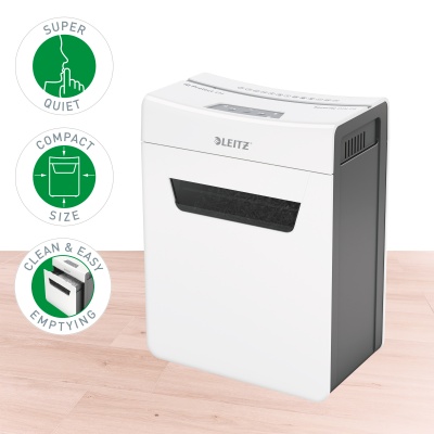 Шредер Leitz IQ Protect Premium 4M белый (секр.P-5) фрагменты 4лист. 14лтр. скрепки скобы