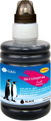 Чернила G&G GG-C13T03P14A 110BK черный пигментный 140мл для Epson M1100/M1120/M1140/M1170/M1180