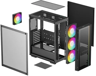 Корпус Deepcool Matrexx 55 V4 черный без БП ATX 7x120mm 2x140mm 2xUSB3.0 audio bott PSU