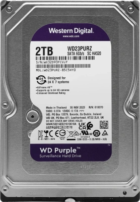 Жесткий диск WD SATA-III 2TB WD23PURZ Surveillance Purple (5400rpm) 64Mb 3.5"