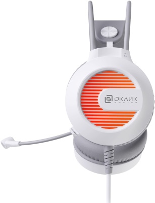 Наушники с микрофоном Оклик HS-L300G белый 2.2м мониторные оголовье (1796952)