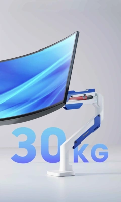 Кронштейн для мониторов Ultramounts UM743WB белый/синий 24"-57" макс.30кг крепление к столешнице поворот и наклон