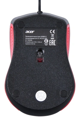 Мышь Acer OMW012 черный/красный оптическая 1200dpi USB 3but (ZL.MCEEE.003)
