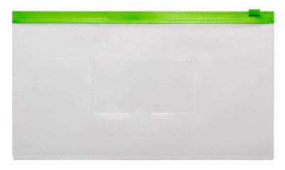 Папка на молнии Бюрократ -BPM6AGRN A6 150x265мм полипропилен 0.15мм карм.для визит. цвет молнии зеленый
