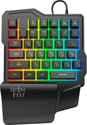 Игровой блок Оклик 701G IRON FIST черный USB for gamer LED (подставка для запястий) (1196590) кабель 1.8м