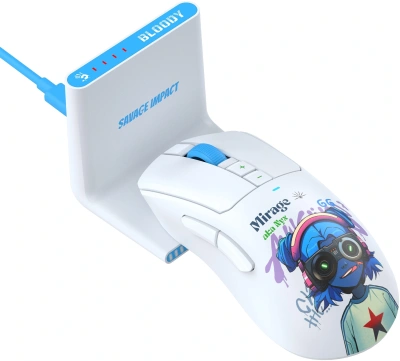 Мышь A4Tech Bloody R73 Ultra Duo белый/рисунок оптическая 20000dpi беспров. USB/USB-C 7but (R73 ULTRA DUO NYX MIRAGE)