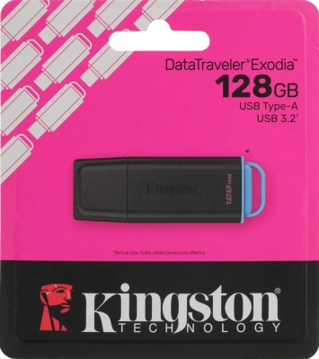 Флеш Диск Kingston 128GB DataTraveler Exodia DTXG2/128GB USB3.0 черный/голубой