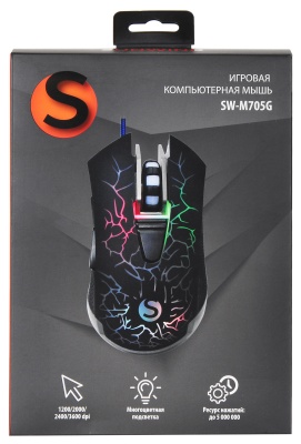 Мышь SunWind SW-M705G черный оптическая 3600dpi USB для ноутбука 6but (1422391)
