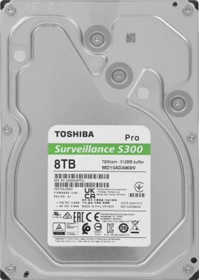 Жесткий диск Toshiba SATA-III 8TB MD10ADA800V Surveillance S300 Pro (7200rpm) 512Mb 3.5"