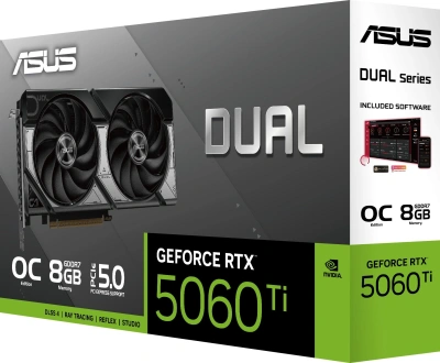 Видеокарта Asus PCI-E 5.0 DUAL-RTX5060TI-O8G NVIDIA GeForce RTX 5060TI 8Gb 128bit GDDR7 2602/28000 HDMIx1 DPx3 HDCP Ret