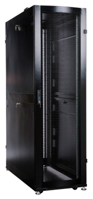 Шкаф серверный ЦМО (ШТК-СП-42.6.10-48АА-9005) напольный 42U 600x990мм пер.дв.перфор. 2 бок.пан. задн.дв.перфор.2-хст. направл.под закл.гайки 1350кг черный 683мм 141кг 120град. 1950мм IP20 сталь