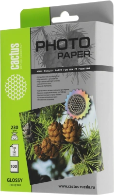 Фотобумага Cactus CS-GA6230100 A6/230г/м2/100л./белый глянцевое для струйной печати