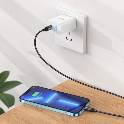 Кабель Hoco X89 Wind iP USB Type-C (m)-Lightning (m) 1м черный коробка