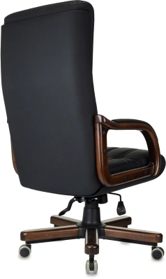 Кресло руководителя Бюрократ T-9932Walnut черный кожа крестов. металл/дерево