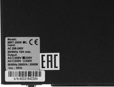 Источник бесперебойного питания Powercom Macan MRT-2000-L 2000Вт 2000ВА черный без батареи