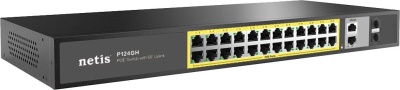 Коммутатор Netis P124GH (L2) 24x100Мбит/с 2x1Гбит/с 1xКомбо(1000BASE-T/SFP) 1SFP 24PoE 24PoE+ 360W неуправляемый
