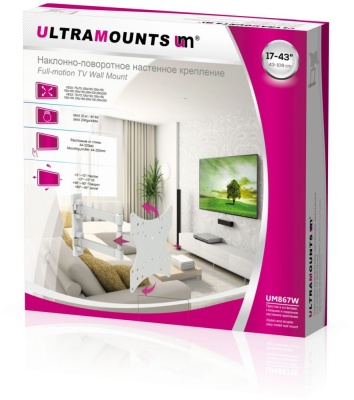 Кронштейн для телевизора Ultramounts UM867W белый 23"-42" макс.20кг настенный поворот и наклон