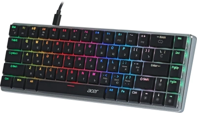 Клавиатура Acer OKW302 механическая серебристый USB Multimedia for gamer для ноутбука LED (ZL.KBDCC.01C) кабель 1.8м