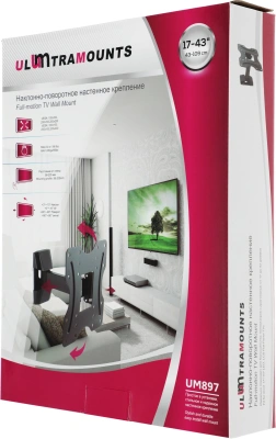 Кронштейн для телевизора Ultramounts UM897 черный 23"-42" макс.30кг настенный поворотно-выдвижной и наклонный