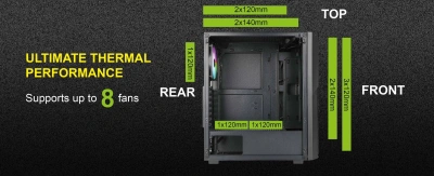 Корпус Azza Forest черный без БП ATX 4x120mm 4x140mm 2xUSB3.0 audio bott PSU