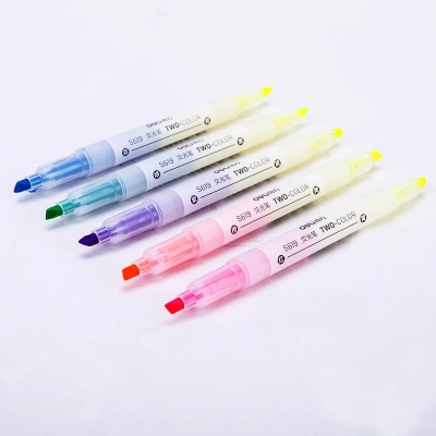 Набор текстовыделителей Deli S619 скошенный пиш. наконечник двухсторонний 6цв. ПЭТ-бокс (5шт.)