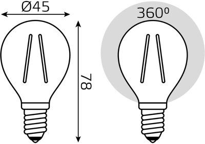 Лампа филам. Gauss Filament 5Вт цок.:E14 свеча 220B св.свеч.бел.теп. (упак.:10шт) (105801105)