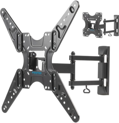 Кронштейн для телевизора Kromax OPTIMA-414 черный 20"-55" макс.30кг настенный поворотно-выдвижной и наклонный