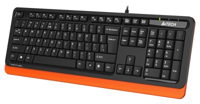 Клавиатура A4Tech FKS10 черный/оранжевый USB (подставка для запястий) (FKS10 ORANGE) кабель 1.5м