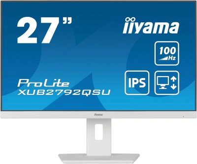 Монитор Iiyama 27" ProLite XUB2792QSU-W6 белый IPS LED 0.4ms 16:9 HDMI M/M матовая HAS Piv 250cd 178гр/178гр 2560x1440 100Hz DP Quad HD 2K (1440p) USB 6.1кг