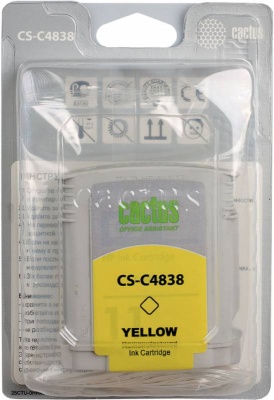 Картридж струйный Cactus CS-C4838 №11 желтый (29мл) для HP BIJ 1000/1100/1200/2200/2300/2600/2800 с чипом