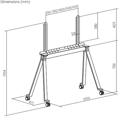 Стойка для телевизора Ultramounts UM312B черный 49"-75" макс.40кг напольный