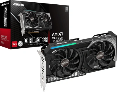 Видеокарта Asrock PCI-E 5.0 RX9060XT CL 16GO AMD Radeon RX 9060XT 16Gb 128bit GDDR6 2700/20000 HDMIx1 DPx2 HDCP Ret