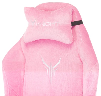 Кресло игровое Knight N1 Fabric розовый Velvet 36 с подголов. крестов. металл