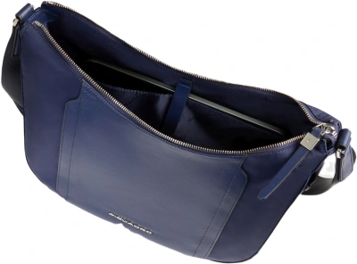 Сумка седло женская Piquadro Lyra BD6658W92T/BLU 10.9" темно-синяя нейлон/натур.кожа