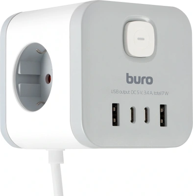 Сетевой удлинитель Buro BU-PC3.1UС-W 1.5м (3 розетки) белый (коробка)
