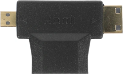 Переходник аудио-видео HDMI (f)/Micro HDMI (m)/Mini HDMI (m) черный (+ Mini HDMI (Male))