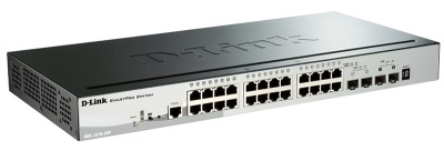Коммутатор D-Link DGS-1510-28P/A1A (L2+) 24x1Гбит/с 2SFP 2SFP+ 24PoE 193W управляемый