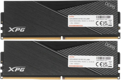 Память DDR5 2x16GB 6000MHz A-Data AX5U6000C3016G-DCLABK XPG Lancer RTL Gaming PC5-48000 CL30 DIMM UDIMM 288-pin 1.35В kit single rank с радиатором Ret