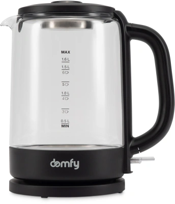 Чайник электрический Domfy DSB-EK304 1.7л. 2200Вт черный корпус: стекло/пластик