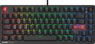 Клавиатура A4Tech MS76 механическая черный USB Multimedia for gamer LED кабель 1.8м