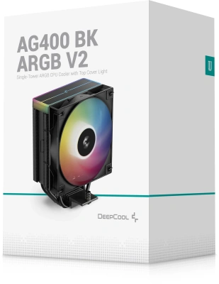 Устройство охлаждения(кулер) Deepcool AG400 Bk V2 ARGB Soc-AM5/AM4/1200/1700/1851 черный 4-pin 31.6dB Al+Cu 220W 643gr Ret (R-AG400-BKAMMN-GJD)
