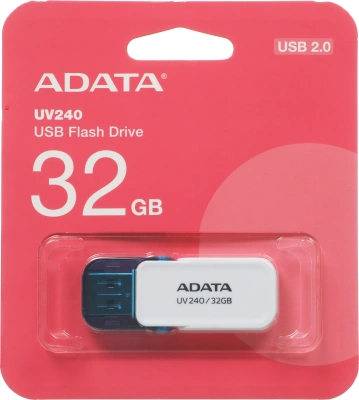 Флеш Диск A-Data 32Gb UV240 AUV240-32G-RWH USB2.0 белый/голубой