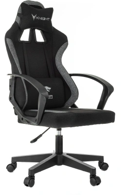 Кресло игровое Knight Optimum черный/серый с подголов. крестов. пластик