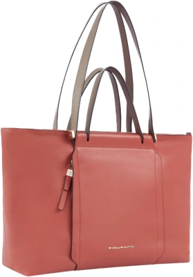 Деловая сумка женская Piquadro Circle BD3336W92/ARTM с отделением для ноутбука 14" коралловая/кофейная натур.кожа