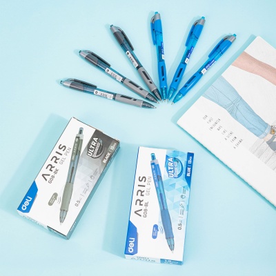 Ручка гелев. автоматическая Deli Arris EG08-BL прозрачный/голубой d=0.5мм син. черн. резин. манжета