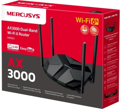 Роутер беспроводной Mercusys MR85X AX3000 100/1000/2500BASE-T черный