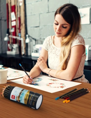 Карандаши цв. Deli 68102 Nuevo липа т.сер. корпус 48цв. мет.туб.