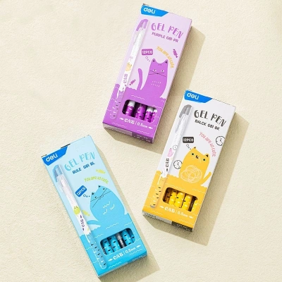 Ручка гелев. Deli EG81-BK ассорти черн. черн. игловидный пиш. наконечник линия 0.5мм